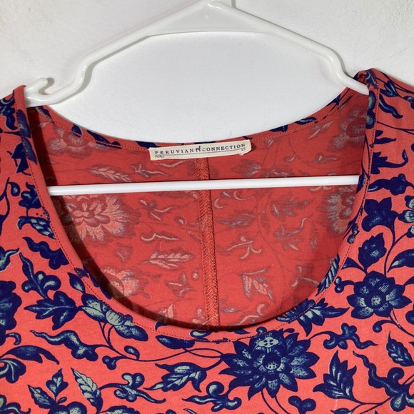 Peruvian Connection Red and Blue Floral Midi Dress - Picture 3 of 7